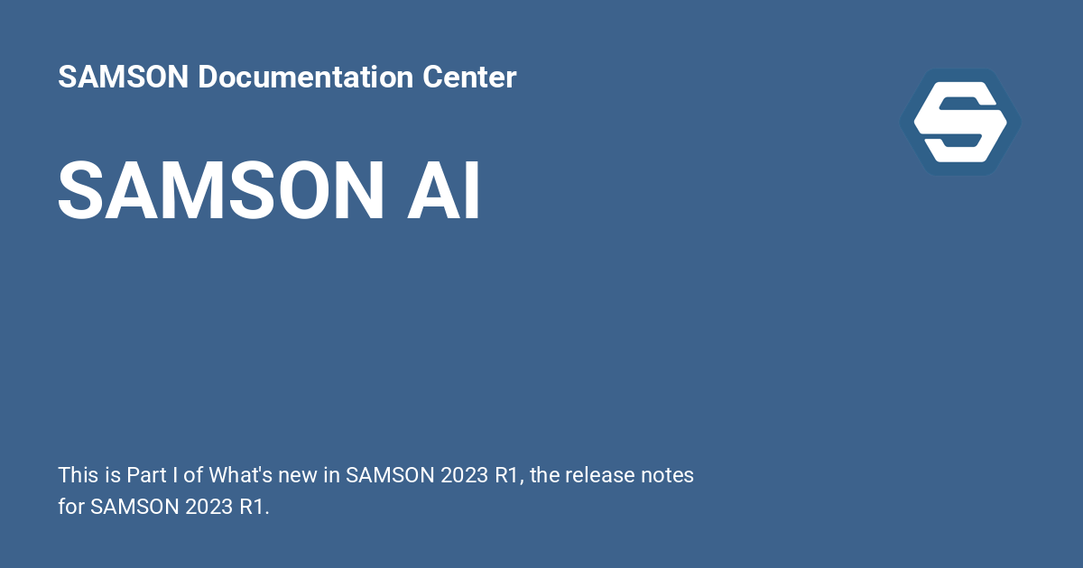 Samson Api SAMSON AI - SAMSON Documentation Center