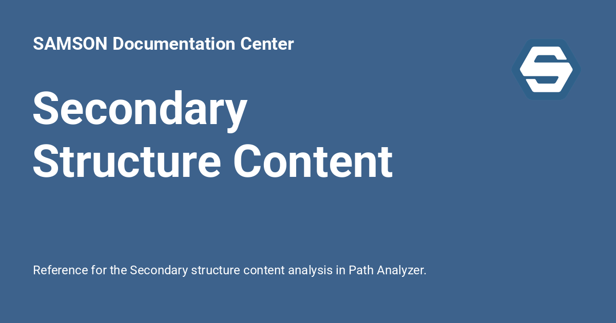Secondary Structure Content - SAMSON Documentation Center