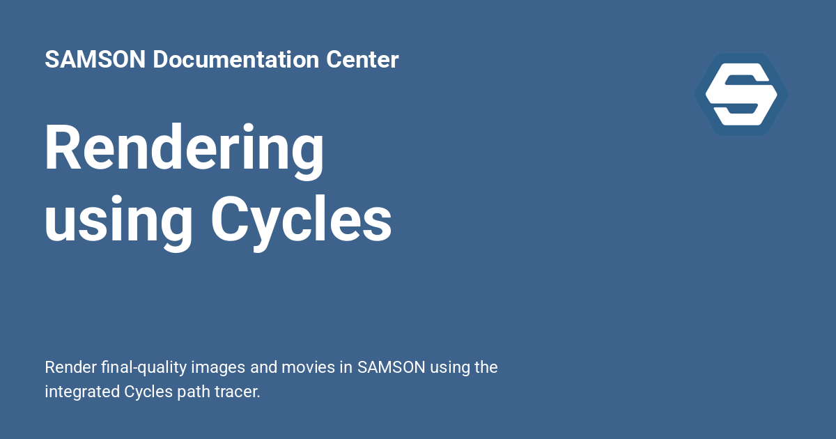 Rendering using Cycles - SAMSON Documentation Center
