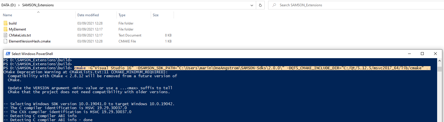 Project generation using CMake