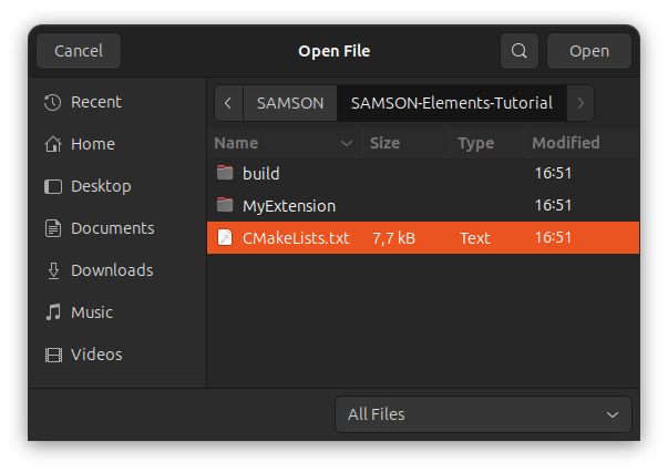 Choose the root CMakeLists.txt