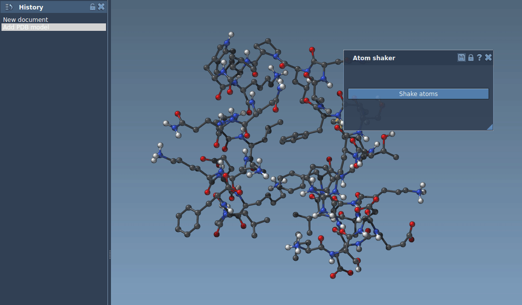 Shake atoms, undoable operation