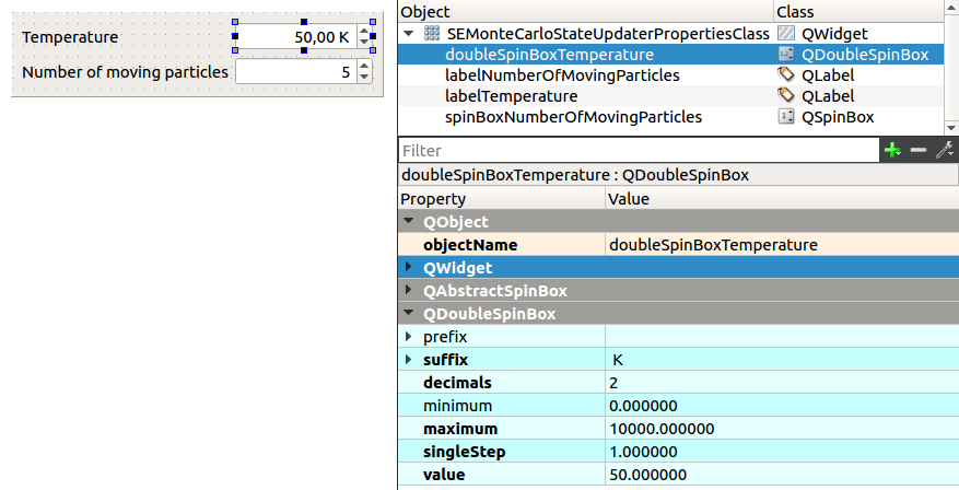 UI: set spinBox parameters for temperature