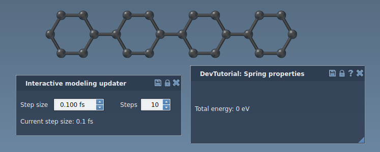 Property windows of the interaction model and the state updater