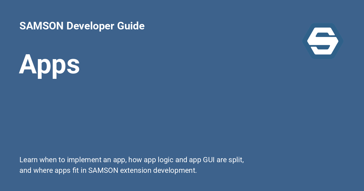 Apps - SAMSON Developer Guide