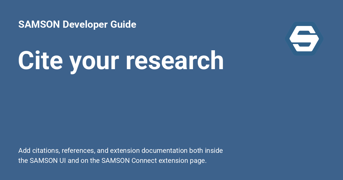 Cite your research - SAMSON Developer Guide