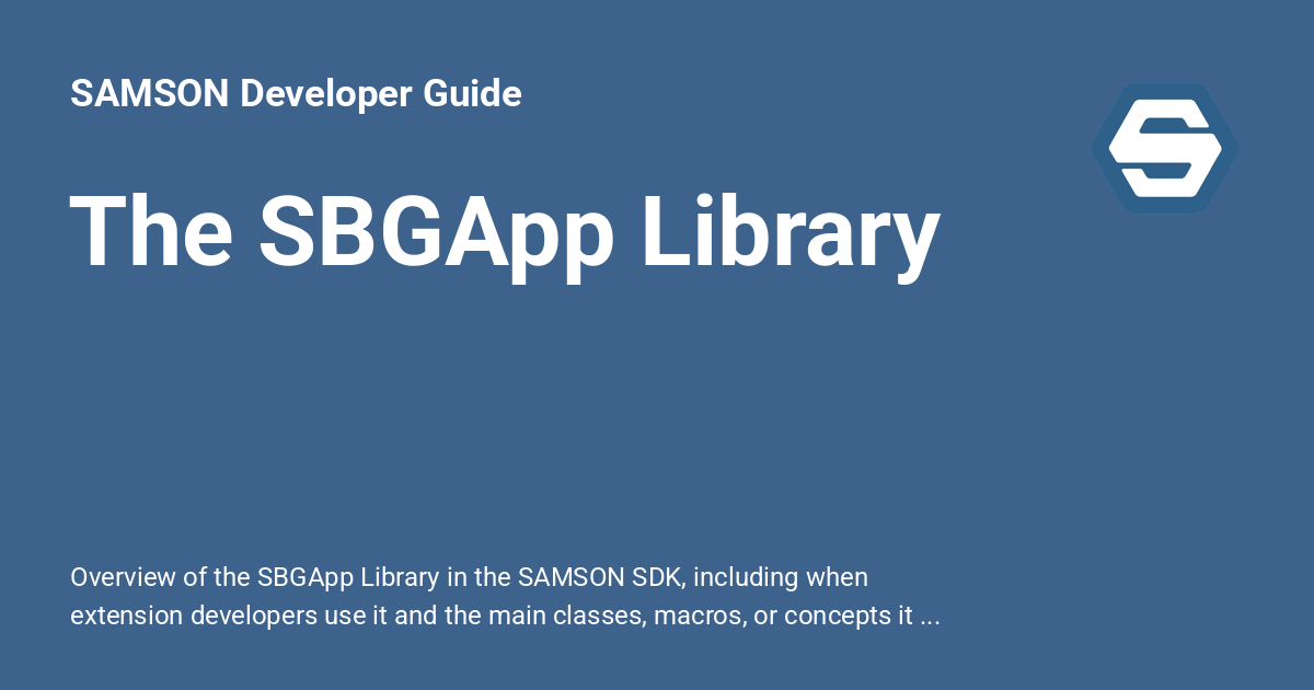 The SBGApp Library - SAMSON Developer Guide
