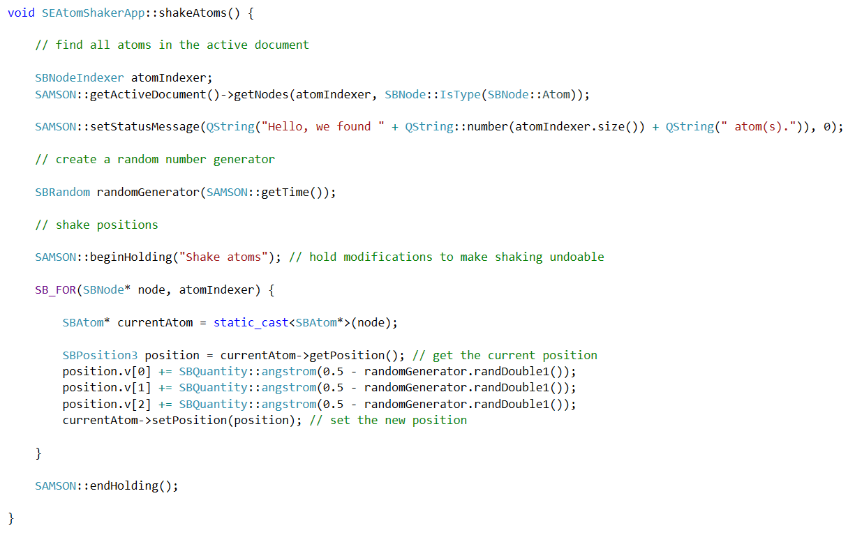 Code example