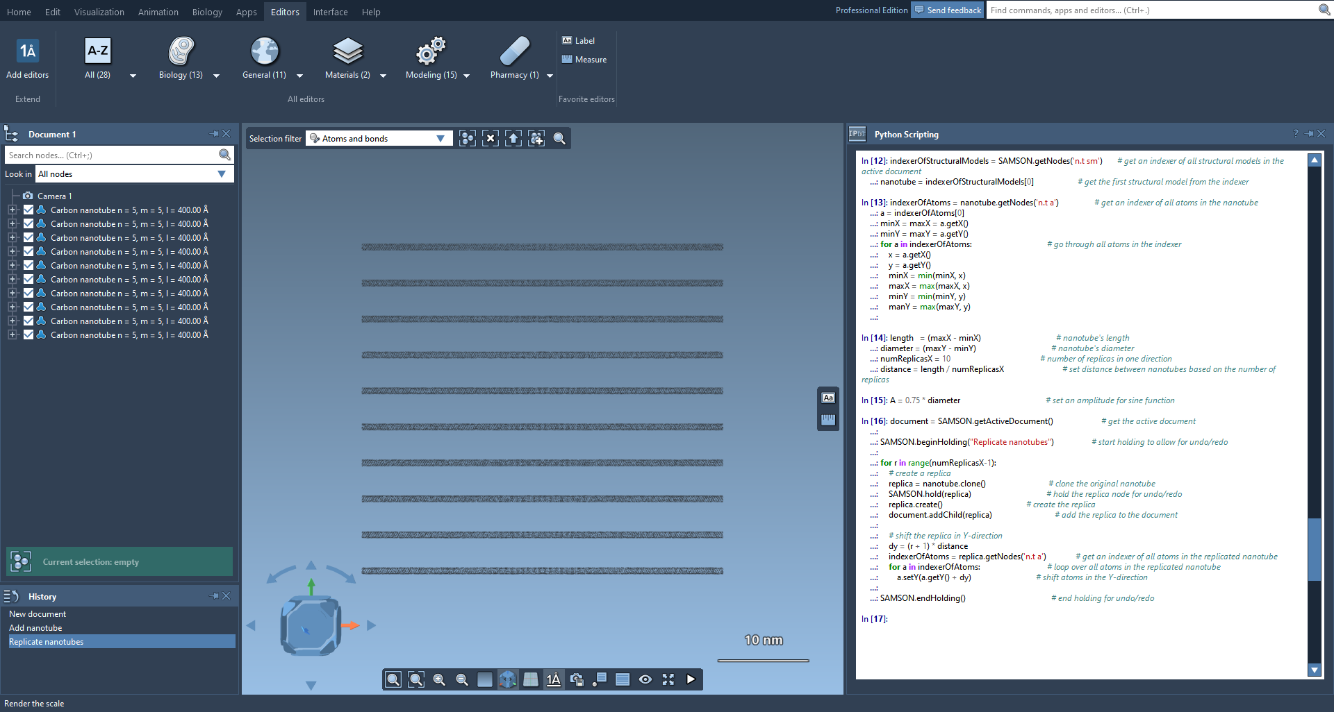 CNTs replicated in Y-direction