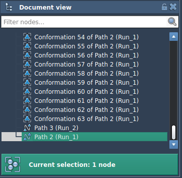 Select path in the Document view