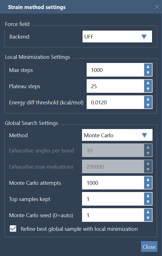 Method settings