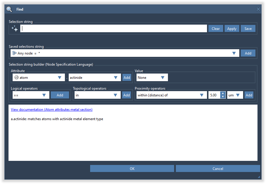 Select nodes with the Find command