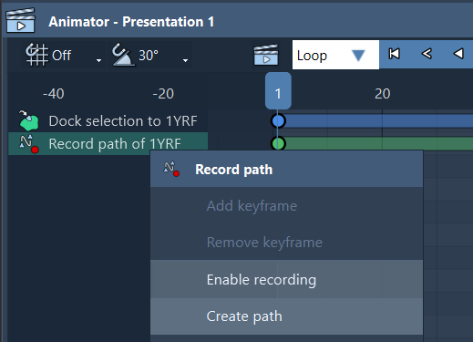 Record path animation: Create path