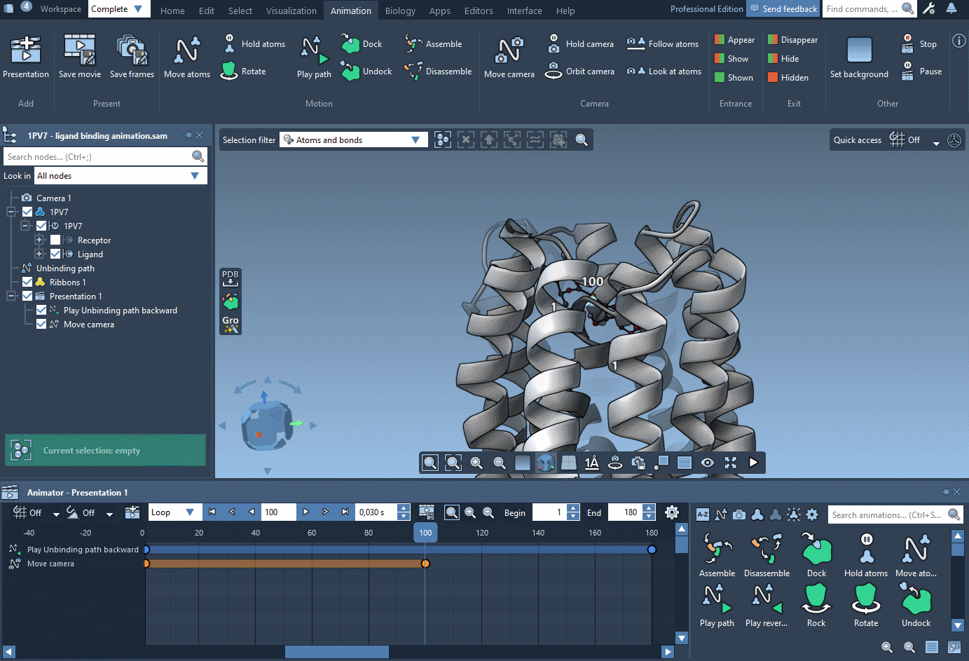 Example: the Follow atoms animation
