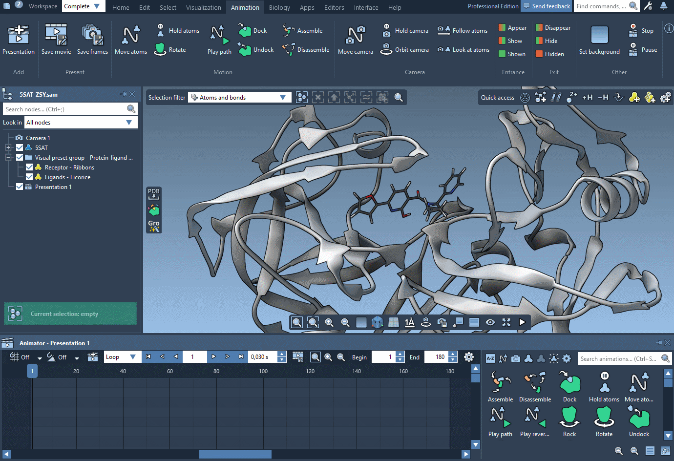 Example: the Shown and Hidden animations