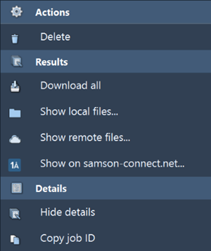 Job manager - Context menu