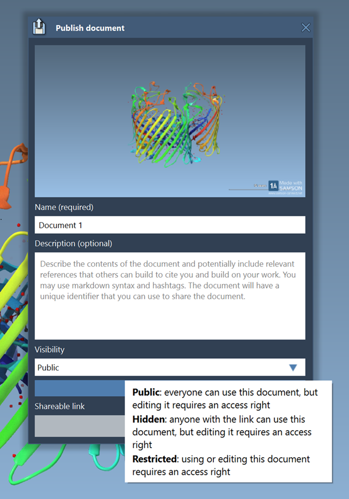 Publishing a document at SAMSON Connect