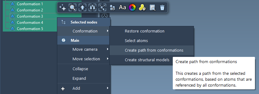 Combine conformations in a path