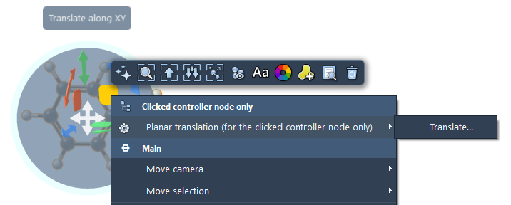 The context menu of the global move editor's widgets