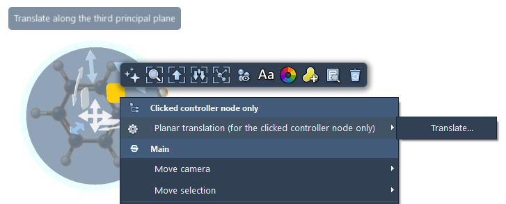 The context menu of the local move editor's widgets