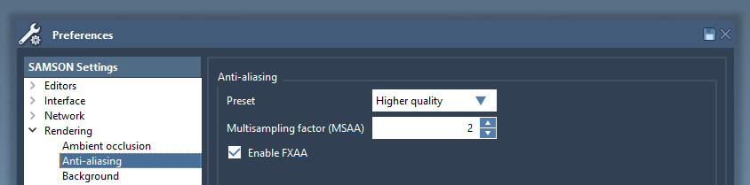 The anti-aliasing settings