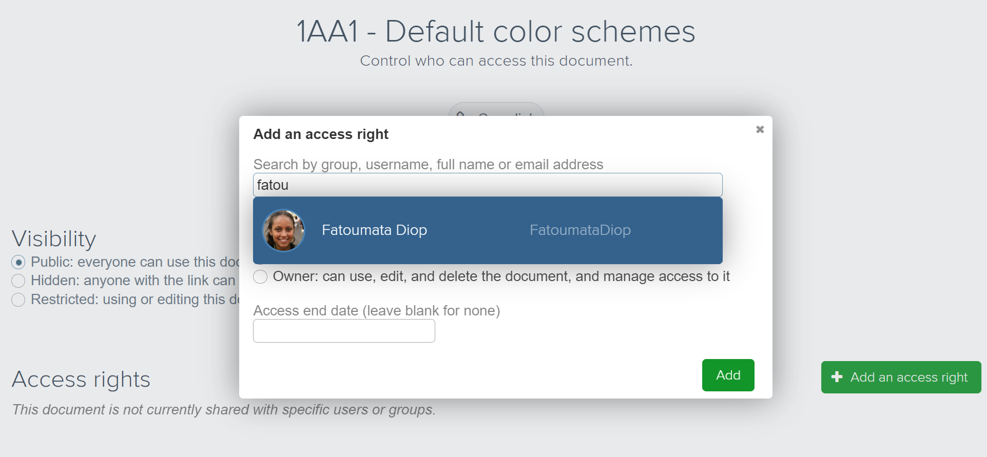 Grant access rights to the document on SAMSON Connect