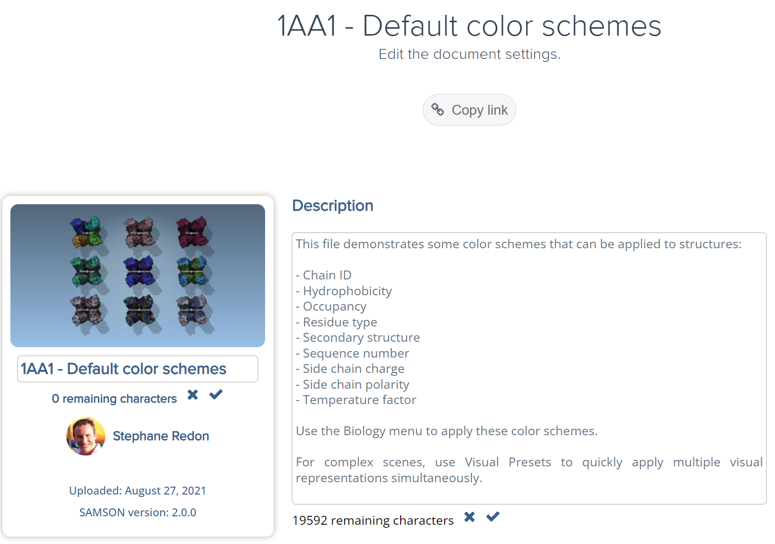 Edit document settings on SAMSON Connect