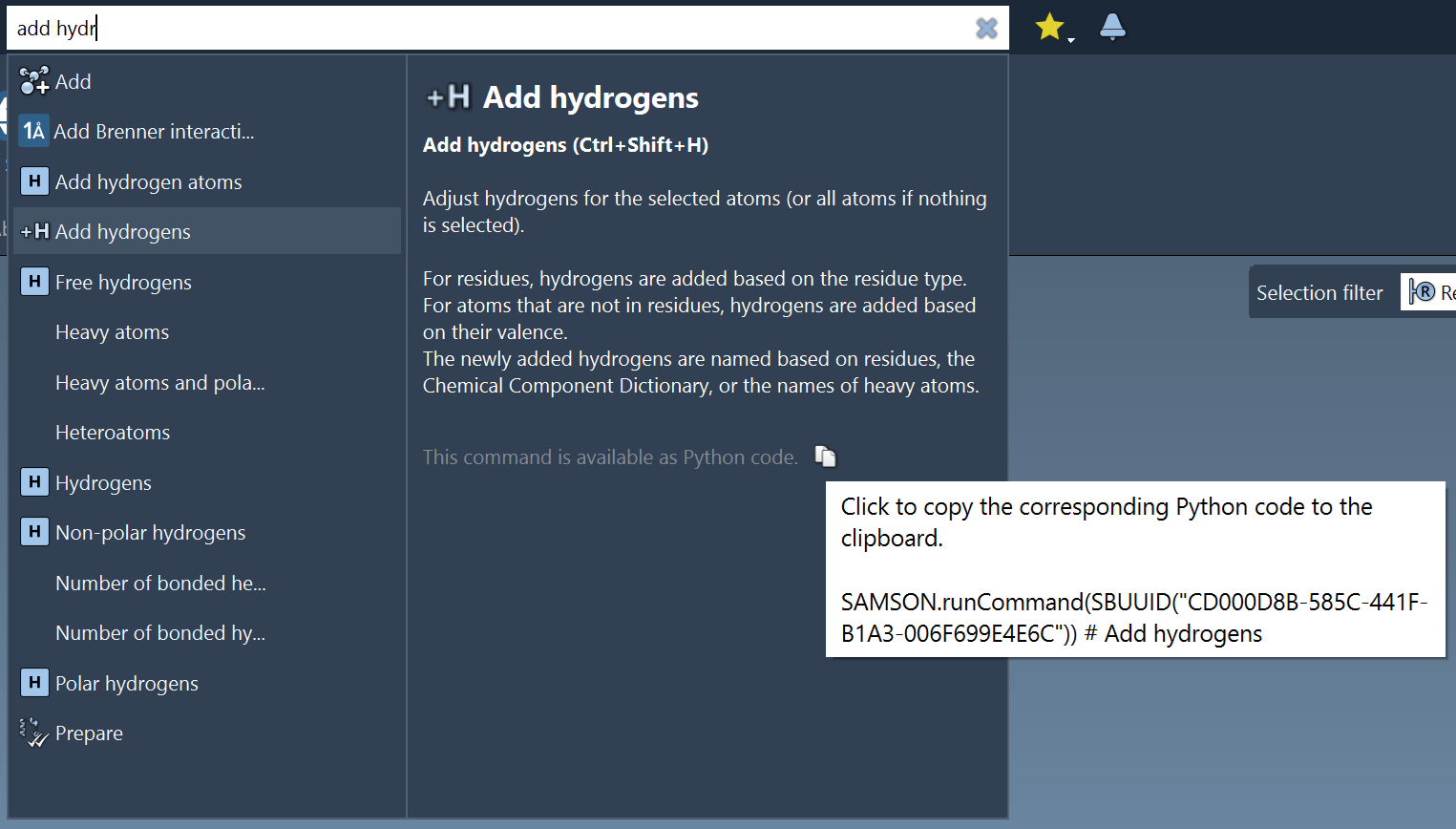 Copy Python code for a command