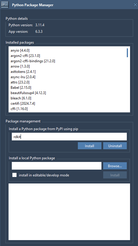 Package Manager: install a Python package