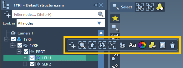 Context tool bar for the selection