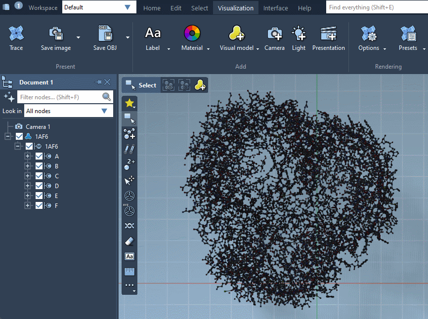 Adding Ribbons (secondary structure) visual model