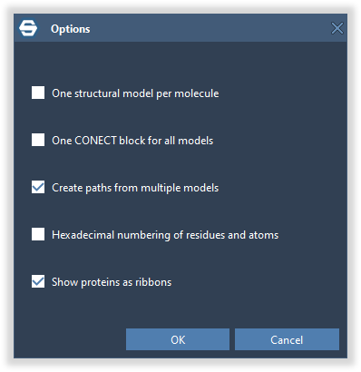 PDB Importer dialog windows