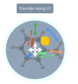 The plane translation widget (highlighted in yellow) of the global move editor