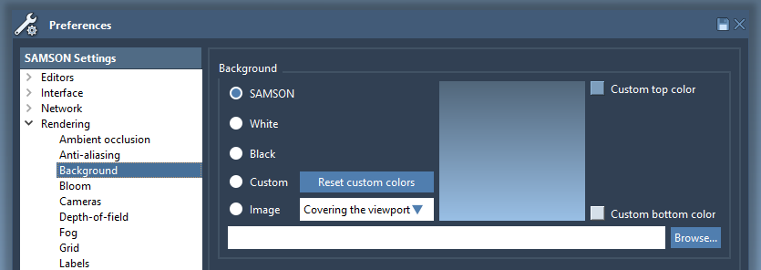 The background color preferences