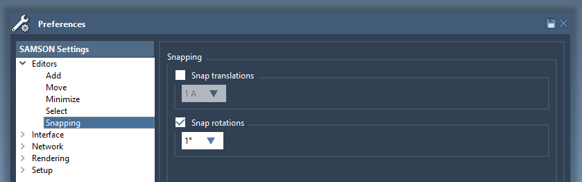 The snapping preferences
