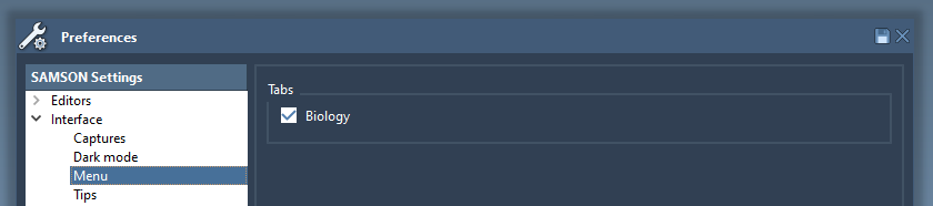 The menu preferences