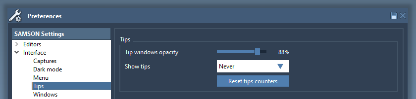 The tips preferences