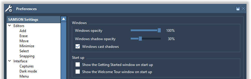 The windows preferences