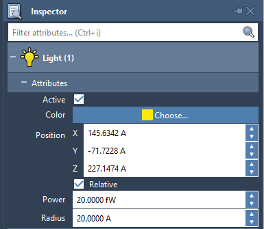 Lights parameters in Inspector
