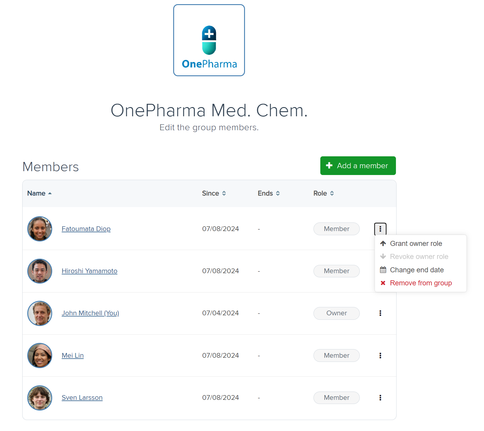 Edit group memberships