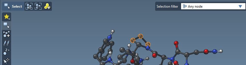 Selecting using the selection editor in the point selection mode