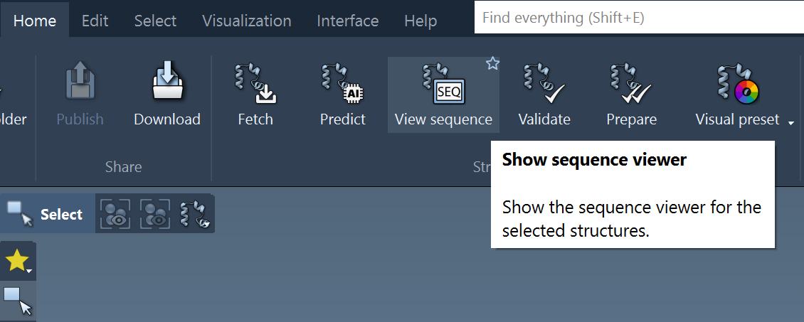 View sequence action in the Home menu