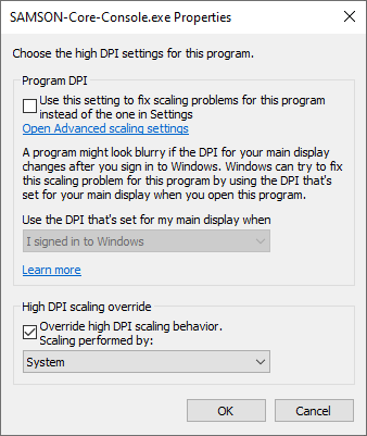 Properties: Scaling override