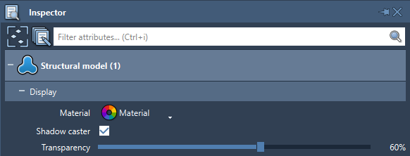 Changing the transparency of a structural model in the Inspector