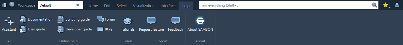 The Help menu