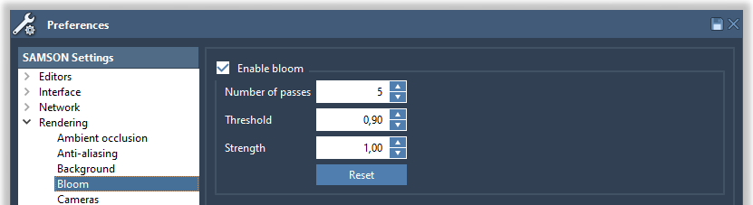 The bloom settings