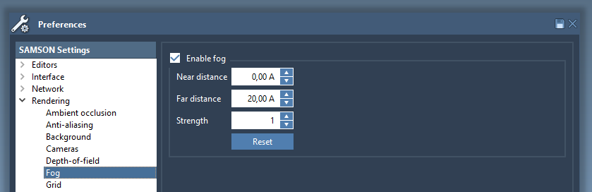 The fog settings