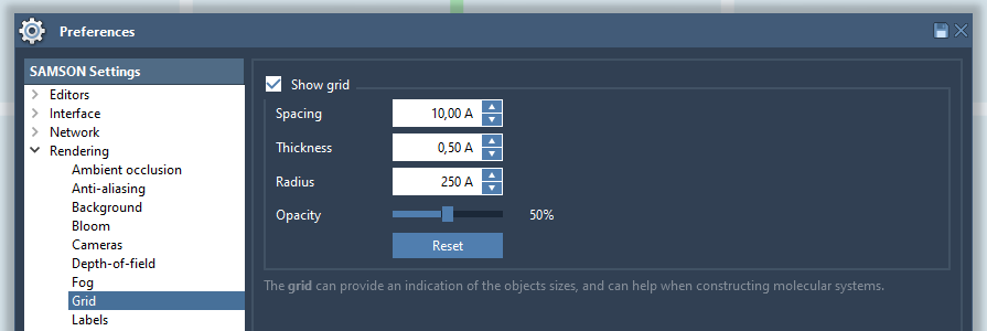 The grid settings