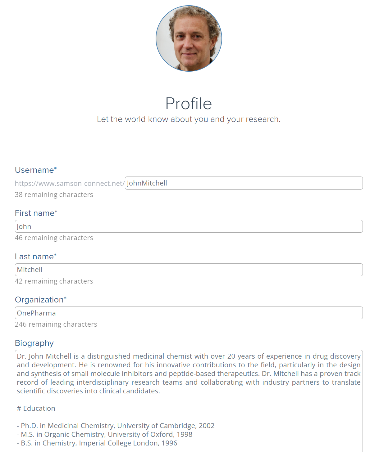 Edit profile