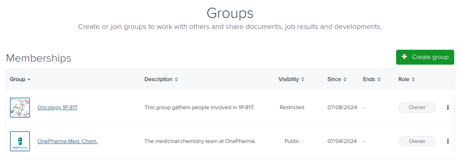 Manage groups